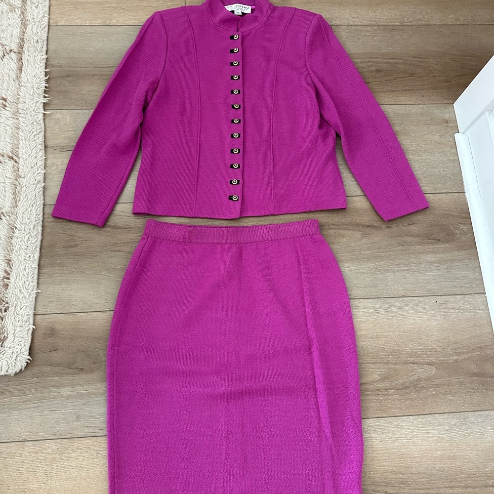 St. John Vibrant Magenta Skirt Set